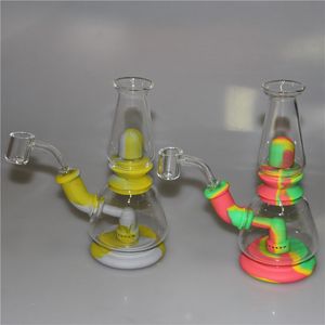 Silicone Water Pipe Mini glass Beaker Bong unbreakable Dab Rig bongs with 14mm male joint quartz banger or bowl