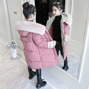 Menina jaqueta de inverno crianças ao ar livre casaco quente de espessura parka crianças roupas de algodão à prova de vento outerwear 3-13 ano 211027