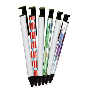 Sublimation metal pen white sublimation ballpoint pens blank phone stand with shrink wrap for DIY sublimated printing school office