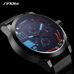 Sinobi Fashion Top Sale Men's Watches Luxury Full Steel Quartz Clock Racing Sports Men Chronograph Watch Male Relogio Masculino Q0524