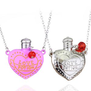Trank Halsketten großhandel-Anhänger Halsketten Romantische Liebe Herz Rosa für Frauen Silber Farbe Trank Flasche Schmuck Chokers Geschenk