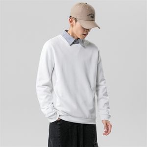 Ho Sale Men's Sweatshirt Hoodie Top Höststil Patchwork O-Neck Långärmad Pullover 210813