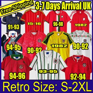 Galler Forması toptan satış-Galler Retro Futbol Formaları Gales Giggs Hughes Eve Uzakta Saunders Rush Boden Hız Vintage Klasik Futbol Gömlek