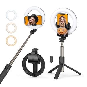 Stick Bluetooth selfie 2024 L07 Taşınabilir Monopods 5 inç Yüzük Dolgu Işık Çapa Güzellik Işıkları Cep Telefonu Canlı Destek S