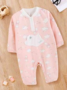 Baby Letter & Cartoon Graphic Polo Collared Jumpsuit SHE