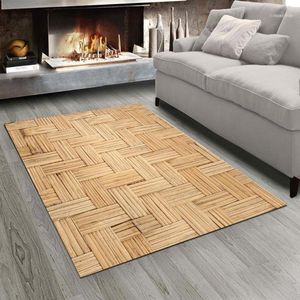 Mattor annars brun bambu design 3d print icke-glidmikrofiber vardagsrum modern matta tvättbar område rug mat1