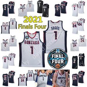 Final Four NCAA College Gonzaga Maglie da basket 1 Jalen Suggs 2 Drew Timme Corey Kispert Jersey Home Away Bianco Grigio Navy Nero Uomini adulti Gioventù