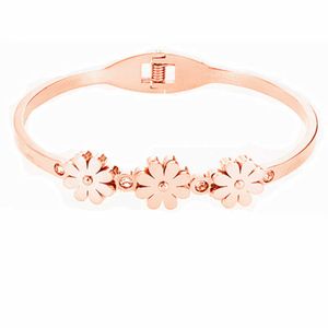 Mode 316 Edelstahl Rose Gold Frühling Armreif Blume Armbänder Nickel Frei Schmuck für Frauen Geschenk Q0717