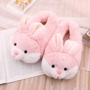 Female House Slippers Women Winter Animals Fluffy Shoes Kids Living Room Warm Slippers Soft Indoor Rabbit Girls Ladies Flat Shoe P0828