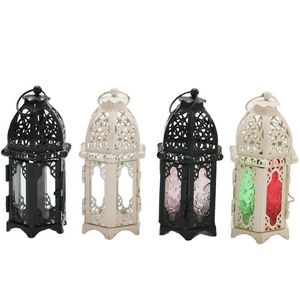 Europeu marroquino vidro castiçal metal lâmpada de vento criativo aromaterapia copo de ferro decoração ornamentos de vela t1i52169