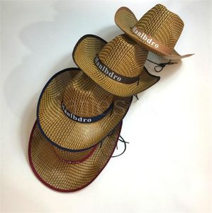 4 style Fashion Casual Summer Straw Hat With Big Brim Western Cowboy Cap Men'S Beach Cap Sun Hat DD428