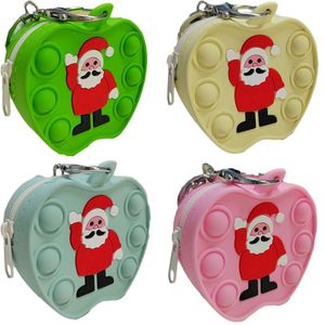 Fidget Toy Arco-íris Anti-Stress Descompactação De Silicone Anime Kawaii Crianças Papai Noel Moeda Bolsa Presente