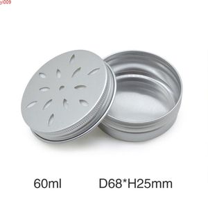 60ml Fashion Cream Jar Pot Hollow Metal Aluminum Round Tin Cans Box Fragrance Air Freshener Aromatherapy Lockets 50pcs/lotjars