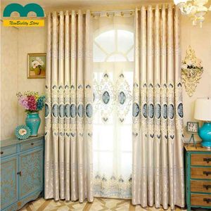 Europe Custom-made Luxury Embroidery Blackout Curtain for Living Room Classic Craftsmanship High Quality Curtain for Bedroom 210913