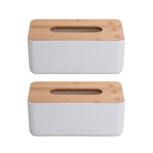 Vävnadslådor servetter 2 st Box Rektangel Bilhanddukshållare Desktop Trä servett Förvaringsbehållare för hemmakontor