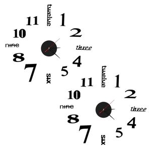 Другие часы аксессуары 2x 3D большие настенные часы зеркало наклейка большие часы домашний декор уникальный подарок DIY черный