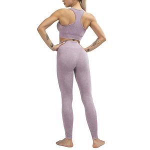 Yoga Hosen Strumpfhosen Sportswear SeamlYoga Set Workout Kleidung Sportbekleidung Sport Gym Legging FitnBra Crop Top Yoga Anzug X0629