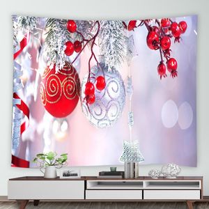 Arazzi Decorazioni natalizie Arazzo Palle di Natale rosse Anno di lusso Home Room Sfondo Appeso a parete Coperta murale chic