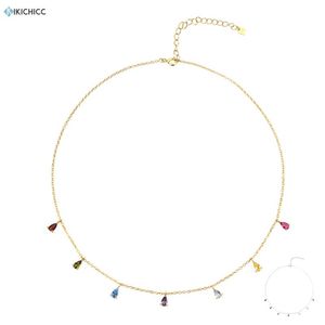 Kikichicc Sterling Silver Gold Colors Zircon Charms Choker Rainbow Luxury Necklace for Wedding Women Party Jewerly Chains