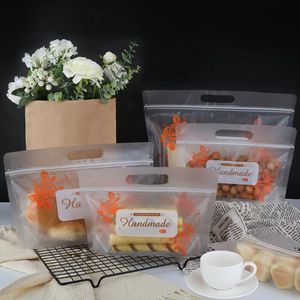 100pcs Stand Up Matte Transparent Zip Pouch Handcraft Carry Bag Flower Printed Frosted Clear Food/Melon Seeds Packing Doypack