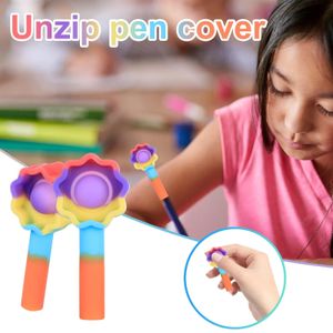 FedEx Fast Party Favoriter Unzip Pen Cover Mini Enkel Dimple Sensory Fidget Decompression Toy Cap för tryckavlastning Montessori Antistress Brinquedos