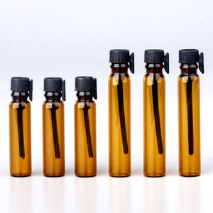 Bottiglia di profumo campione riutilizzabile Bottiglie contagocce in materiale di vetro per lozione di olio essenziale di fragranza trasparente nera da 1 ml 2 ml