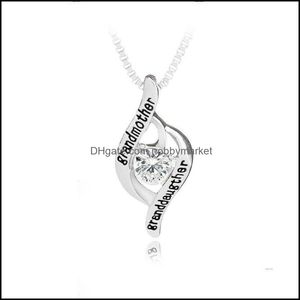 Pingente colares pingentes jóias moda família grandmoothergranta liga liga letra charme com necklace de diamante avó gargantilha wo