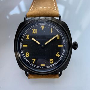 44mm Black Case Stereil Dial Luminous Wristwatches Crytal Szkło Automatyczne Ruch Mechaniczny