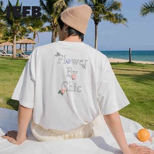 IEFB Men's Summer Letter Embroidery White T-shirt Short Sleeve Loose Casual Big Size Tee Round Collar Tops Male 9Y6705 210524