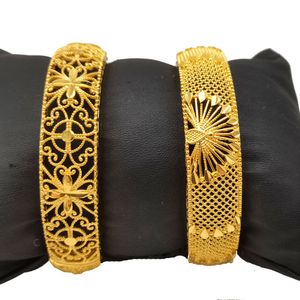 Dubai Hollow Bangle Women Bracelet Openable Jewelry 18k Yellow Gold Filled Classic Female Gift