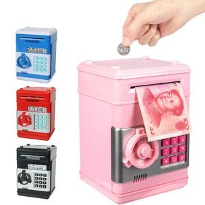 Electronic Piggy Bank ATM Password Money Box Cash Coins Saving Box ATM Bank Safe Box Automatic Deposit Banknote Christmas Gift X0726