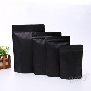 Black Zipper Bag Reusable Eco-Friendly Plastic Pouch Food Storage Bags Kitchen Tea Spice Packaging Stand Up Packaging Pouches BH5543 TYJ