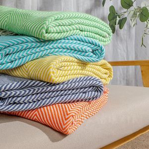 Blankets Classic American Retro Green Herringbone Pattern Woven El Bed Towel Warm Blanket Sofa Cover