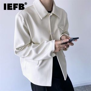 IEFB Autumn Winter Fashion Short Woolen Jackets For Men Korean Trend Simple Thickened Lapel Single Breasted Coat 9Y9334 211122