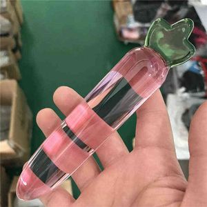 NXY Giocattoli anali del sesso 15.5 * 2.8cm Ravanello rosa Cristallo di vetro Dildo Plug Dilatazione del punto G Massaggio vaginale Stimolare i giocattoli per le coppie 1201