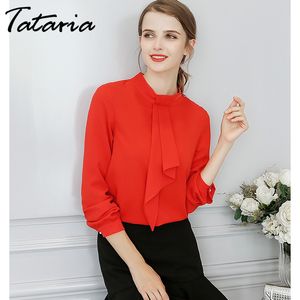 Long Sleeve Blouse Women Spring Shirts Arrival Office Ribbon Bow Chiffon Work Wear Elegant Top Femme 210514