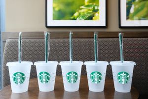 Starbucks 16oz/473ml Pillar Shape Lid Straw Mug Bardian Plastic Tumbler Reusable Clear Drinking Flat Bottom Cup 5pcs