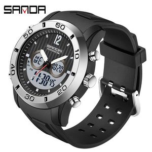 Sanda JanPan Electronic Movement Mäns Klockor Sport 2Time LED Display Militär Digital Vattentät Alarm Watch Relogio Masculino G1022