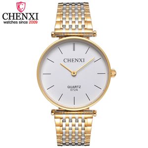 Chenxi 브랜드 패션 럭셔리 간단한 전체 강철 남자 시계 방수 라인 석 골드 쿼츠 남성 시계 선물 시계 relogios Q0524