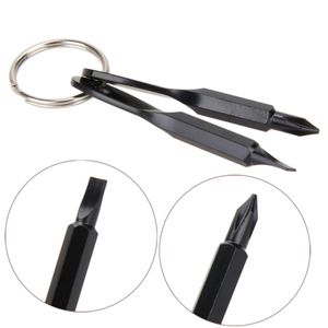 Portabelt rostfritt stål Mini Keychain Pocket Tool Slotted och Torx Skruvmejsel Ställ EDC Outdoor Multifunktion Key Shape Ring