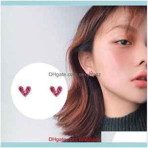 Jewelryrose Gold Color Cubic Zirconia Heart Shaped Stud Earrings For Women Wedding Bridal Party Jewelry Gift Pendiente Drop Delivery 2021 Zp