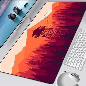 Durable Deep forest firewatch Laptop Gamer Mousepad Gaming Mouse Pad Large Locking Edge Keyboard mouse pad office deak mat gift