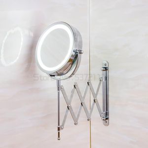 Speglar Bath LED Makeup Spegel 6 tum 1x / 5x Arm Förstoring Väggmonterad Justerbar Kosmetisk Dual Extend 2-Face