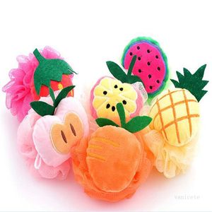 Children Adult Bath Brushes Lovely Bath Flower Fruit Pineapple Strawberry Bath Ball Home Cleaning Products T500623