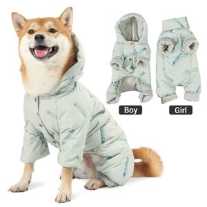 Gerçek Tüy Aşağı Ceket Köpekler Için Su Geçirmez Süper Sıcak Giysi Küçük Orta Snowsuit Kış Tulum Kız / Erkek 211231