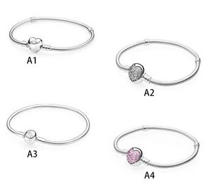 Desenhador jóias 925 pulseira de prata charme bead caber pandora amor coração completo diamante braceletes braceletes de corrediça pérolas de estilo europeu encantos frisados ​​Murano