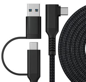 För Oculus Quest 2 Link Cables USB 3.2 Gen 1 Länk Kabel Typ C Dataöverföring Snabbladdning 3M 5M Steam VR Tillbehör flätade metallhuvudsladdar