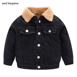 Mudkingdom Heavyweight Boys Girls Denim Coat Sherpa Lined Winter Jacket Thick Chidlren Fleece Outerwear for Clothes 211011