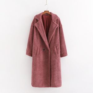 Autumn Winter Women Leather Pink Teddy Coat Stylish Female Thick Warm Cashmere Jacket Casual Girls Streetwear 210520