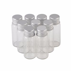 Kleine Glasflaschen mit Schraubverschluss aus Alumunium, 2 ml, 4 ml, 6 ml, durchsichtig, transparent, Mini-Fläschchen, Behälter, süße Wünsche-Flasche, 50 Stück